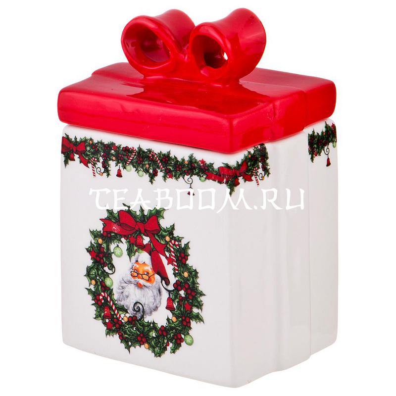 Банка для сыпучих продуктов коллекция "Рождественское чудо "Бантик" 8х6х12 см 350 мл (Lefard)