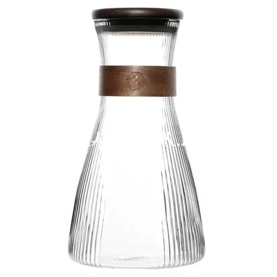 Кувшин из стекла с кольцом-держателем и бамбуковой крышкой, 1600 мл