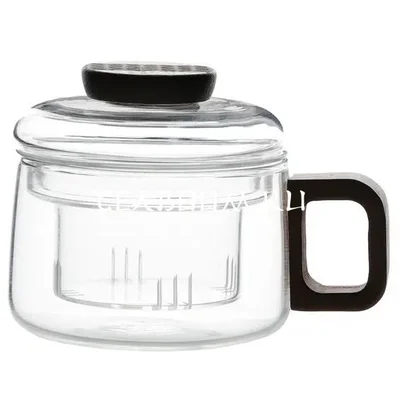 Чашка с заварочной колбой, крышкой и деревянной ручкой, 200 мл