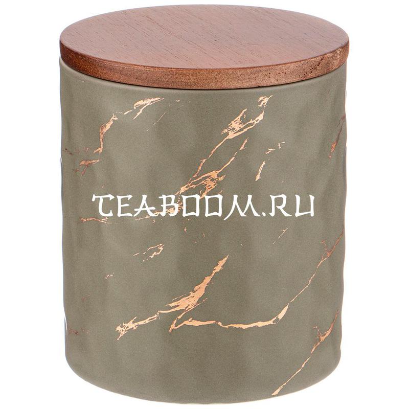 Банка для сыпучих продуктов коллекция "Золотой мрамор" цвет: gray 11,5*13,7 см (Lefard)