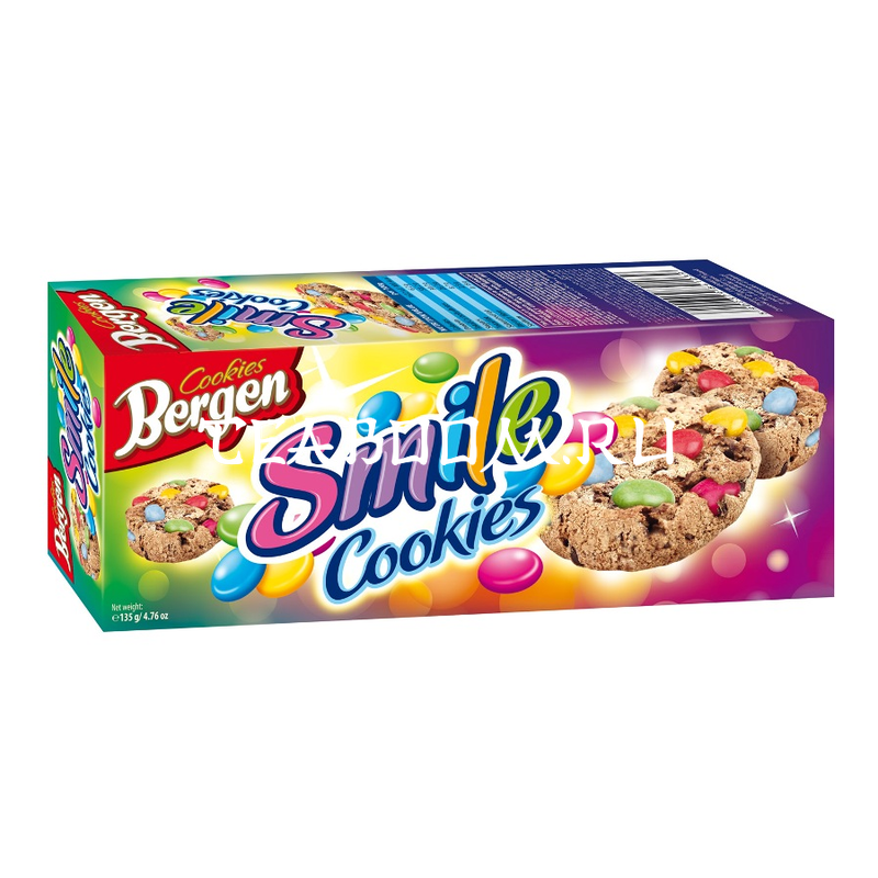 Печенье "SMILE COOKIES" с кусочками шоколада и шоколадным драже, покрытым глазурью