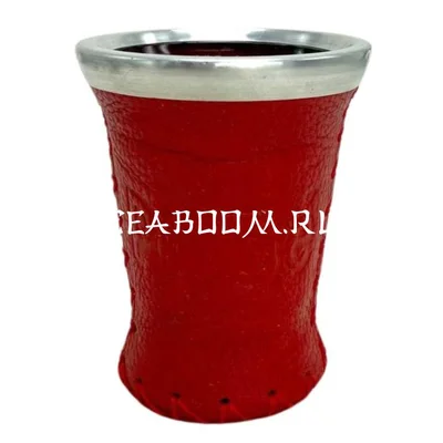 Калабас стеклянный в коже "Pipore" красный 150 мл