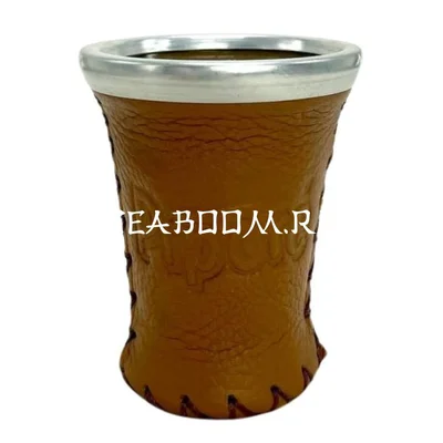 Калабас стеклянный в коже "Pipore" коричневый 150 мл