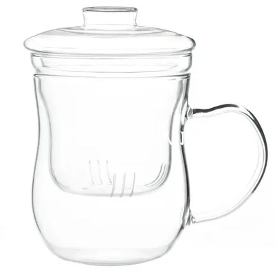 Кружка из жаропрочного стекла с колбой и крышкой, 400 мл