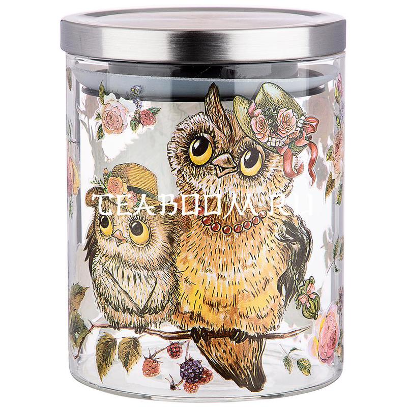 Емкость для сыпучих продуктов AGNESS "Совушки", 850 мл