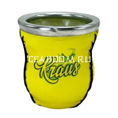 Калабас стеклянный в коже "Kraus" желтый 190 мл