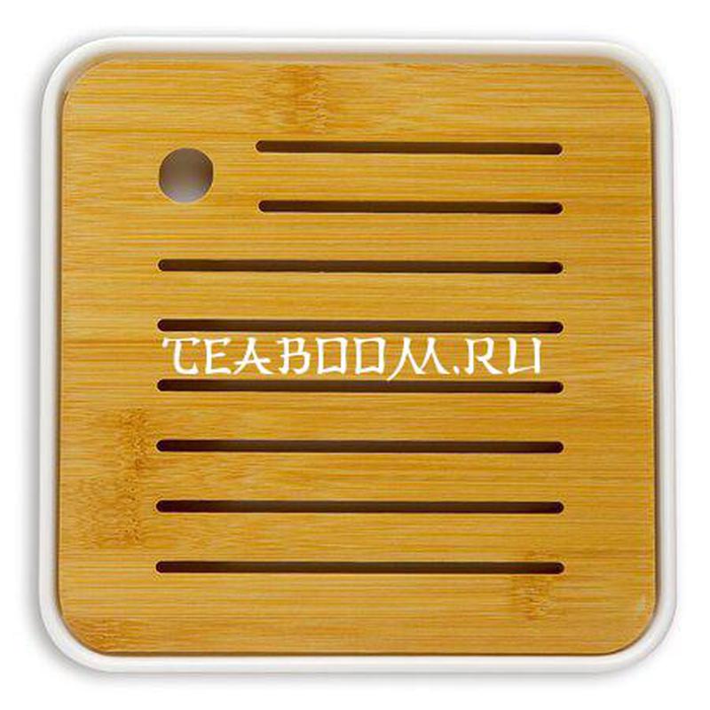Чайный поднос (чабань) квадратный 20*20*2,5 см, белый поддон